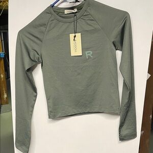 Ragdoll Olive Green Long Sleeve Slim Crew Top